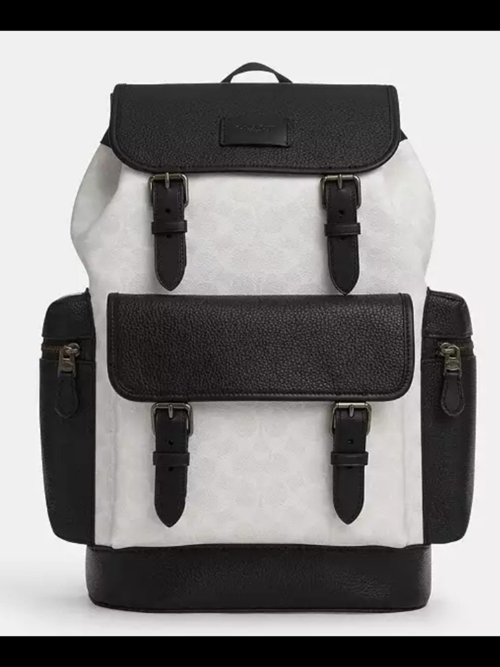 Coach White Canvas and Black Leather Contrast Backpack